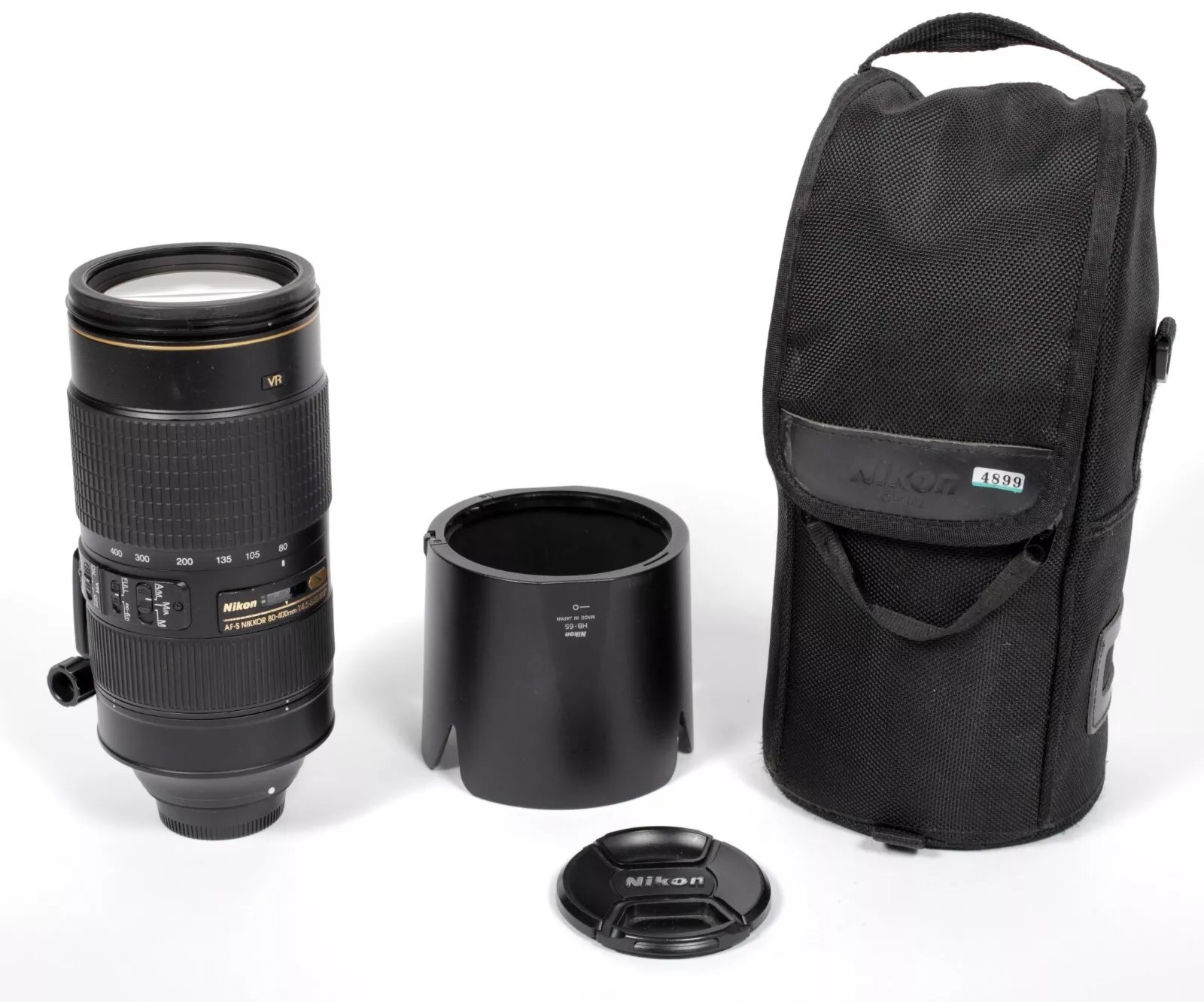 Nikon AF-S Nikkor 80-400mm f/4.5-5.6 ED VR + shade and case #4899